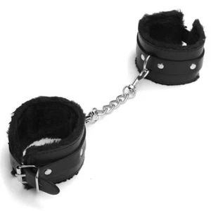4 Colors Faux Leather Furry Handcuffs – Waist & Ankle Bondage Restraint Kit - Picture 1 of 6