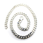 SOLID 925 STERLING SILVER BIG SQUARED CUBAN CURB 8mm GOURMETTE OVAL CHAIN 27.5"