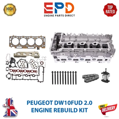 CYLINDER BARE HEAD WITH ENGINE REBUILD KIT FOR PEUGEOT 2.0 BLUEHDI DW10FUD NEW - Image 1 of 4