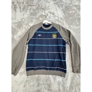 Manchester City Umbro gestreiftes Langarm Sweatshirt mit Rundhalsausschnitt Herren XXL - Bild 1 von 12