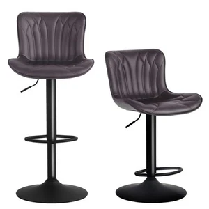YOUNIKE Brown Bar Stools Set of 2 Modern Swivel Counter Height Bar Chair with... - Picture 1 of 10