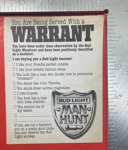 BUD LIGHT MAN HUNT GARANTIE DRUCK WERBUNG 3,5 X 4,5 ZOLL - Bild 1 von 2