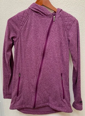 Chaqueta con Capucha COLUMBIA Para Mujer Pequeña de Vellón Cremallera Asimétrica Completa Jaspeada Púrpura Foto 1 de 4