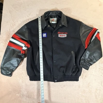 Snap On GM Mens XL Muscle Car Varsity Jacket Leather Arms Embroidered Diner NWOT - Image 1 of 4