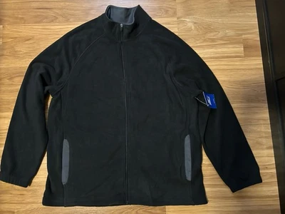 2XL 初学者黑色/灰色抓绒夹克男式全前拉链和口袋 — 第 1/4 张图片