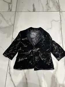 Traje Blazer Appaman Fine Sastrería Niños Negro Dorado Paisley Terciopelo Talla 2T - Imagen 1 de 15