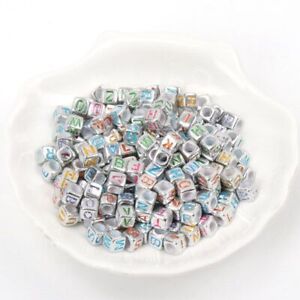 Square Letter Bead 100Pcs Loose Spacer Beads Alphabet Acrylic Jewelry Making Kit