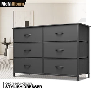 6 Black Drawer Dressers Drawer Chest Fabric Storage Organizer Bedroom Furniture - Picture 1 of 10