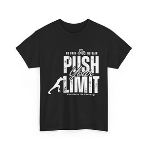 No Pain No Gain T-shirt push your limt Sport Fitness Tees Workout Gym Shirt Men - Picture 1 of 26