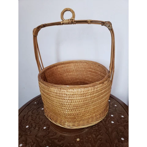 Vintage rattan wicker hanging planter basket Cover