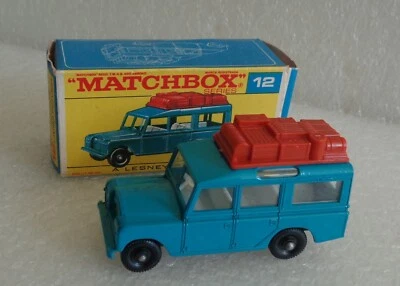 VINTAGE 1965 LESNEY MATCHBOX SAFARI LAND ROVER No. 12 12C BLUE w/BOX EXCELLENT - Image 1 of 4