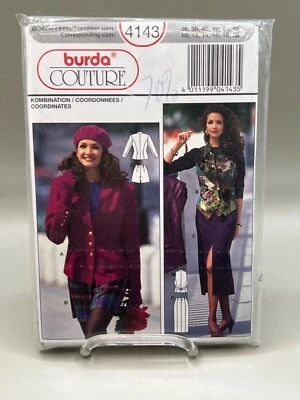 Burda Couture 4143 Jacket Vest Skirt Shorts sz 10 - 20 Vintage 90s Pattern Uncut - Image 1 of 4
