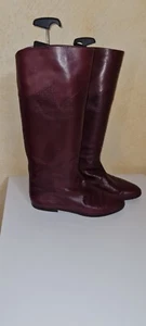 Vintage Echtleder Vero Cuoio Engschaft Bordeaux 40,5 - Bild 1 von 12