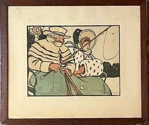 Antique Art Print Cecil Aldin, The Whip, Board Mounted, Color, Horses, 17"x21" - Picture 1 of 5