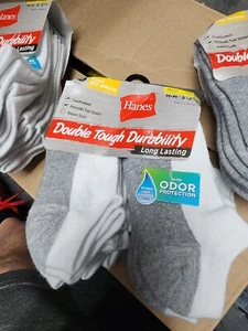 Hanes Boys Double Tough Durability No-Show Socks, 10-Pack, White, M-SIZE - Picture 1 of 6