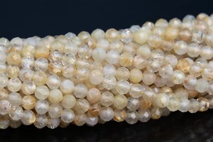 3MM Genuine Natural Gold Rutile Quartz Beads AA Faceted Round Loose Beads 15" - Picture 1 of 3