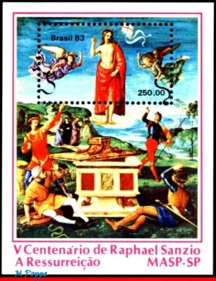 1861 BRASIL 1983 RESURRECCIÓN POR RAFAEL, PINTURAS, ARTE, RELIGIÓN, RHM B-56 MNH Foto 1 de 2