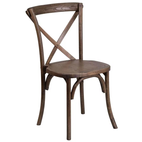 Side Chair Stackable Bistro Style Ash Wood Seat and Frame Early American Brown Cover