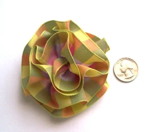 Talbots Colorful Adornment or Fascinator Ruffled Cloth Flower Pin or Brooch - Picture 1 of 4