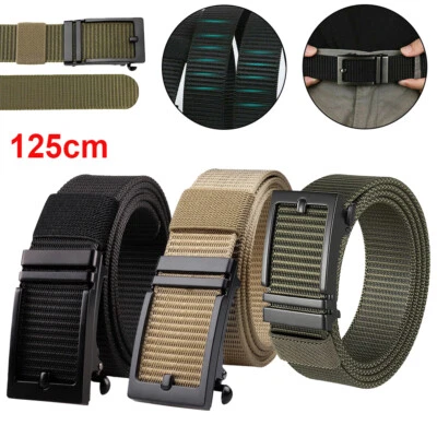 Cinturón militar táctico de trabajo de nailon con hebilla de trinquete de aleación para hombre Foto 1 de 4