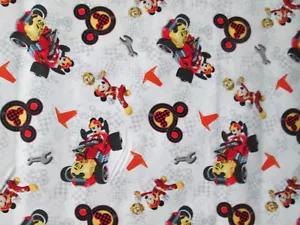 MICKEY MOUSE RACING RACE CAR COMIC BOOK COTTON FABRIC FQ  - Picture 1 of 5