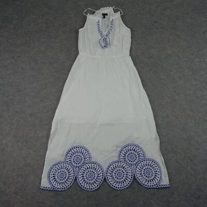 J Crew Dress Womens 4 White Embroidered Wine Tasting Summer Brunch Linen Party - Picture 1 of 19