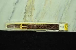 10mm HIRSCH BROWN LEATHER VINTAGE WATCH BAND STRAP GOLD TONE BUCKLE -NIB - Picture 1 of 3