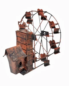 Scatola musicale ruota panoramica scultura arte metallo vintage testata funzionante - Foto 1 di 4