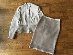 Women's Akris Punto Beige Mesh Suit Blazer and Skirt - Size US 6-8 - Picture 1 of 16