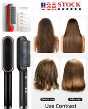 Hair Straightener Brush Hair Straightening Iron W/ Built-In Comb Heat Portable