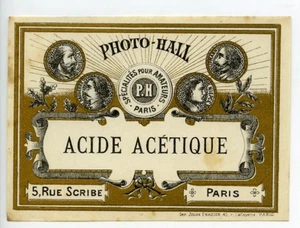 Frankreich Paris Fotoprodukt Essigsäure Etikett Fotohalle 1880 - Bild 1 von 2