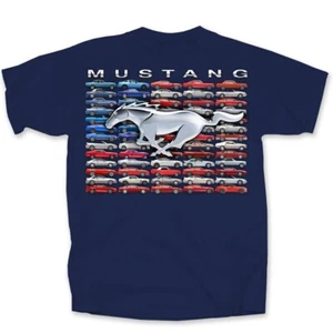 Ford Mustang Collection American USA Flag Graphic Shirt Blue Official Licensed - Picture 1 of 3