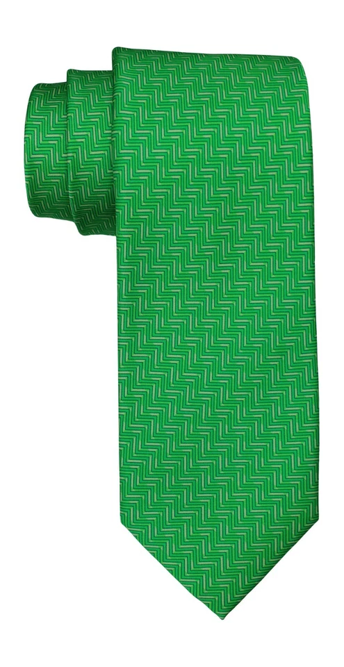 Dolcepunta Seven Fold Satin Green Chevron Tie Foto 1 de 1