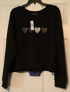 Lane Bryant - Black Soft Fleece / Shirt - 18/20 - With Hearts / Long Sleeves - Picture 1 of 10