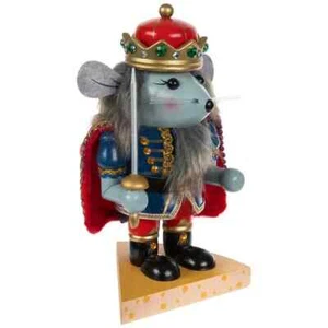 CHRISTMAS WOODEN NUTCRACKER - 7.5" H MOUSE KING W/ SWORD - JEWEL CROWN AND CAPE - Picture 1 of 1