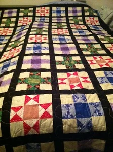 Beautiful Multicolor Star Quilt, King size.  Also looks good on a Queen bed as s - Picture 1 of 1