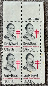 Scott #1823 Emily Bissell, 1980 US 15c Stamp Block, mnh, og, vf/xf - Picture 1 of 2