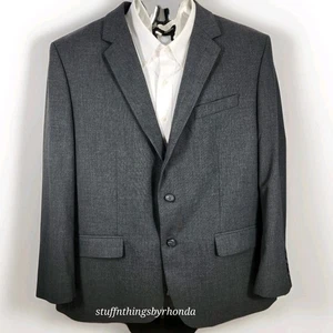 Saddlebred Blazer Mens 50R Gray Polyester Motion Stretch Suit Jacket Sport Coat - Picture 1 of 9