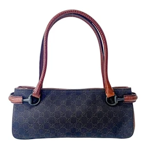 GUCCI Navy GG Canvas Shoulder Bag - Picture 1 of 16
