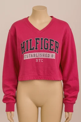 Tommy Hilfiger Mujer’s Sudadera Recortada Rosa Talla L – Usada Foto 1 de 3