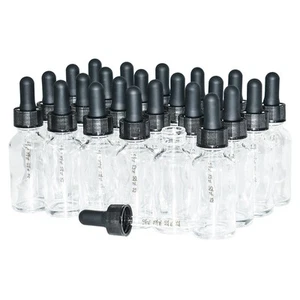 1 oz. Clear Boston Round with Black Graduated Glass Dropper (20/400) (V23) (V20) - Picture 1 of 11