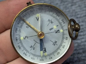 Vintage German Brass Pocket Compass - Picture 1 of 6