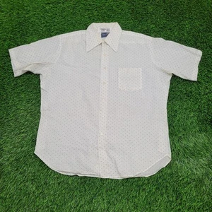 Vintage 70s MOD Disco Hippie Shirt L/XL 24x30 Polka-Dot USA - Picture 1 of 12