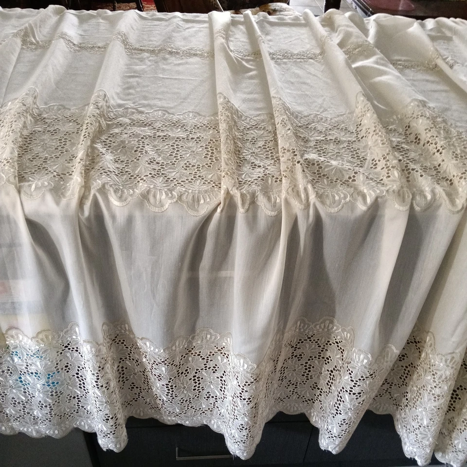 Vintage Lace Curtain Or Wedding Dress Material - image 1 of 4