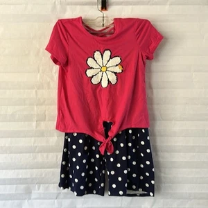 Extremely Me Girls 2-Piece Pajamas Size 8 Pink Black White Polka Dot Sleepwear - Picture 1 of 5