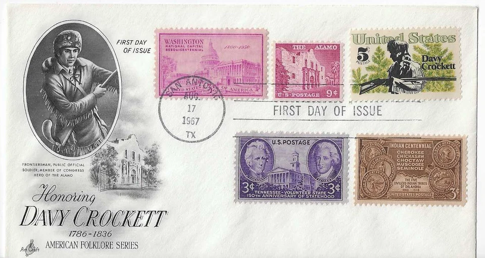 ArtCraft # 1330 Davy Crockett 5-stamp Combo - Image 1 of 1