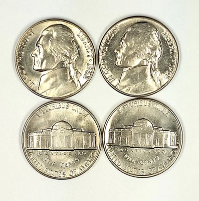 1962  P and D UNCIRCULATED JEFFERSON NICKELS CHOICE TO GEM BU - Image 1 of 2