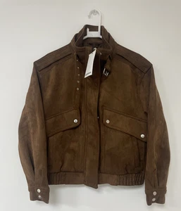 Chaqueta de bombardero Bershka de gamuza sintética para mujer color tostado talla pequeña 6629/677/700 - Imagen 1 de 22
