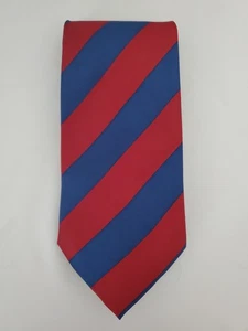 Bijoux Terner Men's 100% Silk Tie Blue Red Thick Stripes 60x4 - Picture 1 of 3