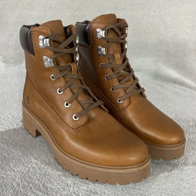 Timberland Botas Carnaby Cool Mid Mujer Talla 9.5 Ancho Marrón Cuero Combate NUEVAS Foto 1 de 4